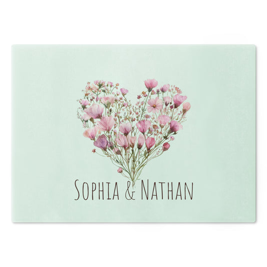 Heart Flowers Cutting Board - Personalized