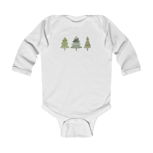 Christmas Snow Trees Infant Long Sleeve Bodysuit