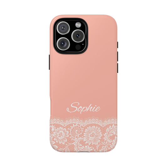 Sweet Pink Lace Tough Phone Case - Personalized