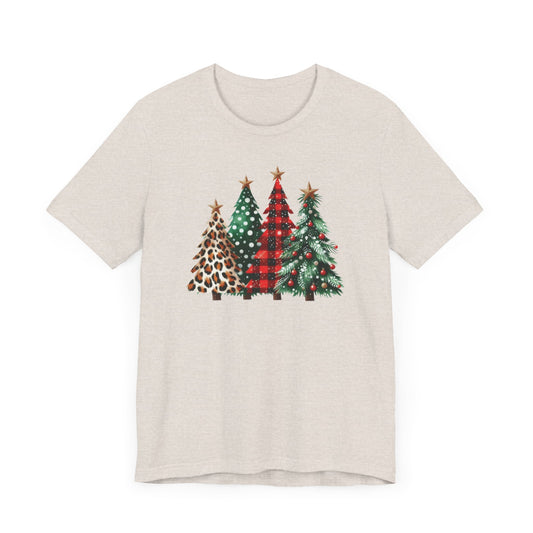 Christmas Plaid Leopard Trees T-Shirt