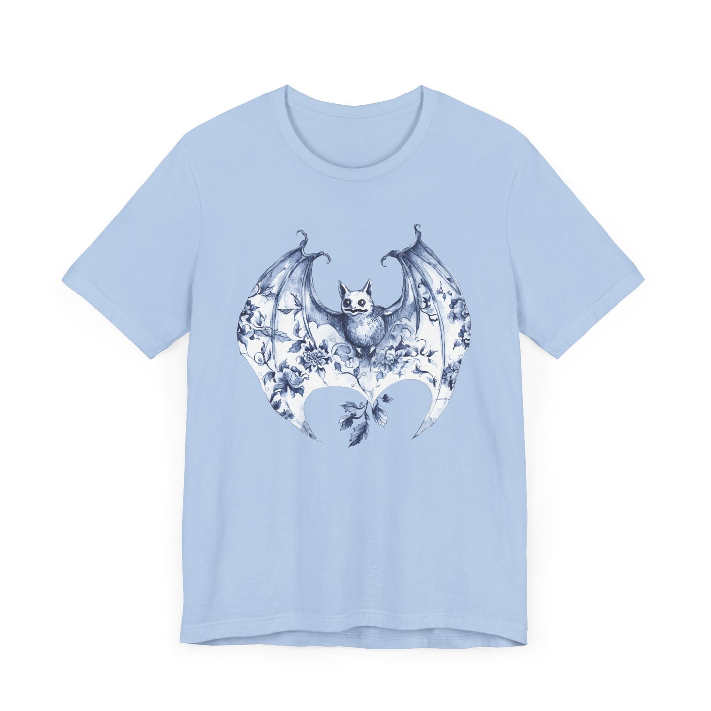 Blue Flowers Bat T-Shirt