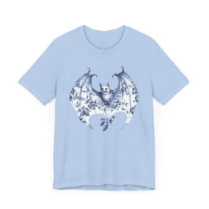 Blue Flowers Bat T-Shirt