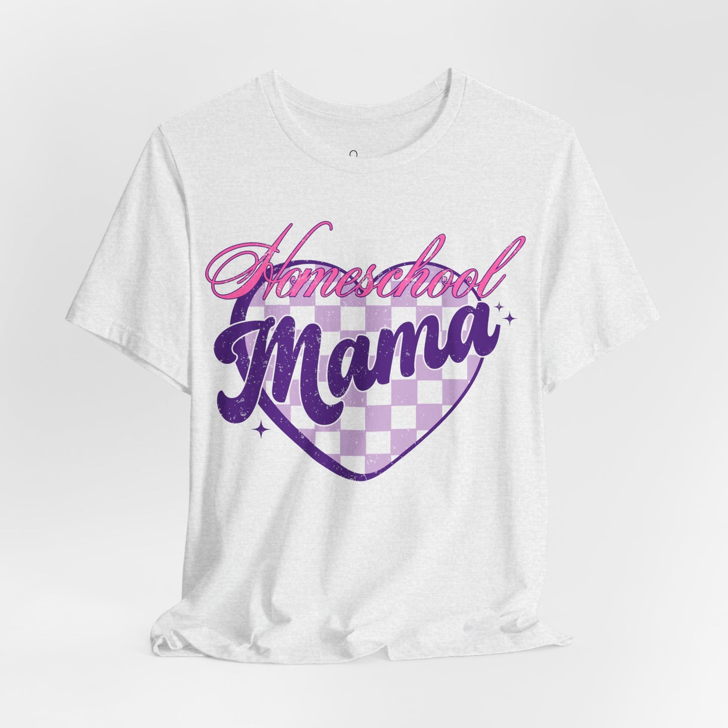 Homeschool Mama Retro Checkered Heart T-Shirt.