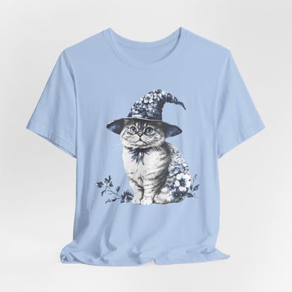 Blue Flowers Cat T-Shirt
