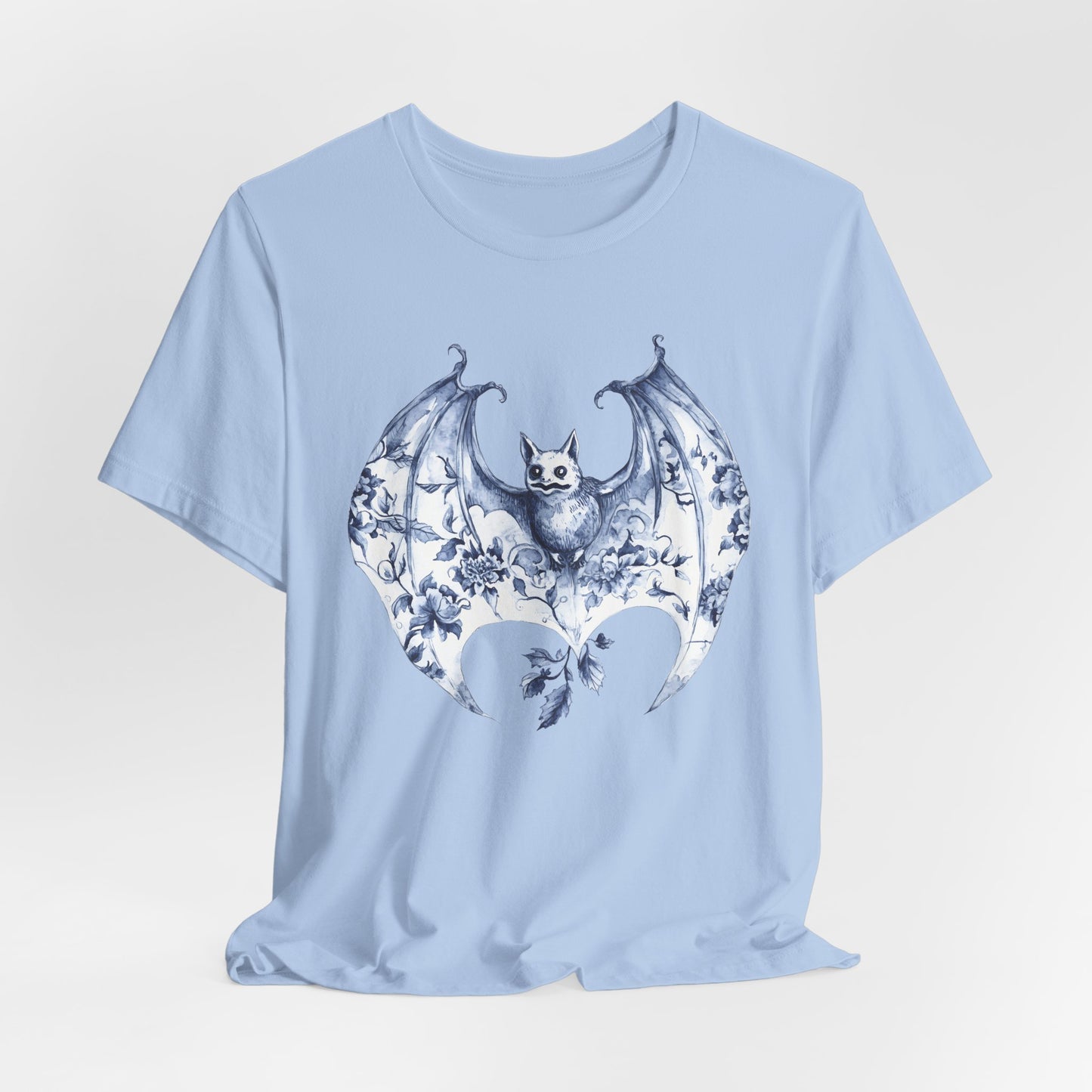 Blue Flowers Bat T-Shirt