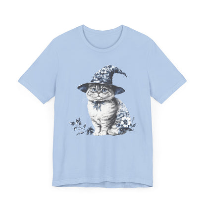 Blue Flowers Cat T-Shirt