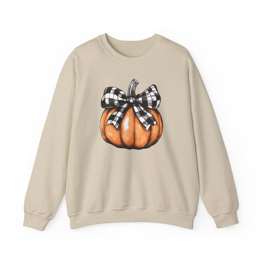 Pumpkin Black & White Bow Sweatshirt