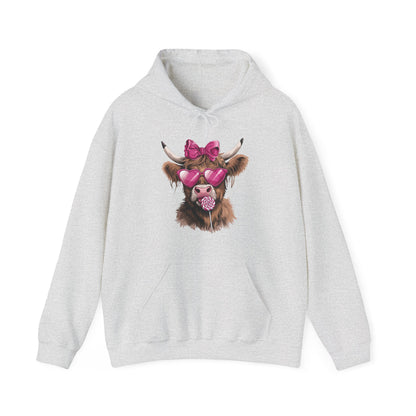 Pink Hearts Glasses Bow Cow Hoodie