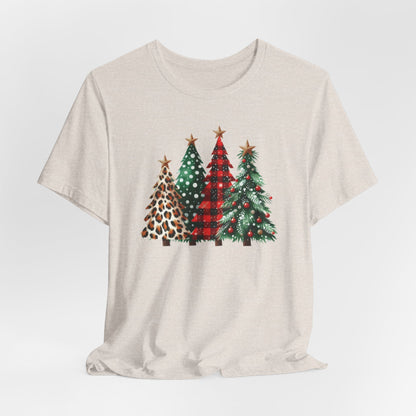 Christmas Plaid Leopard Trees T-Shirt