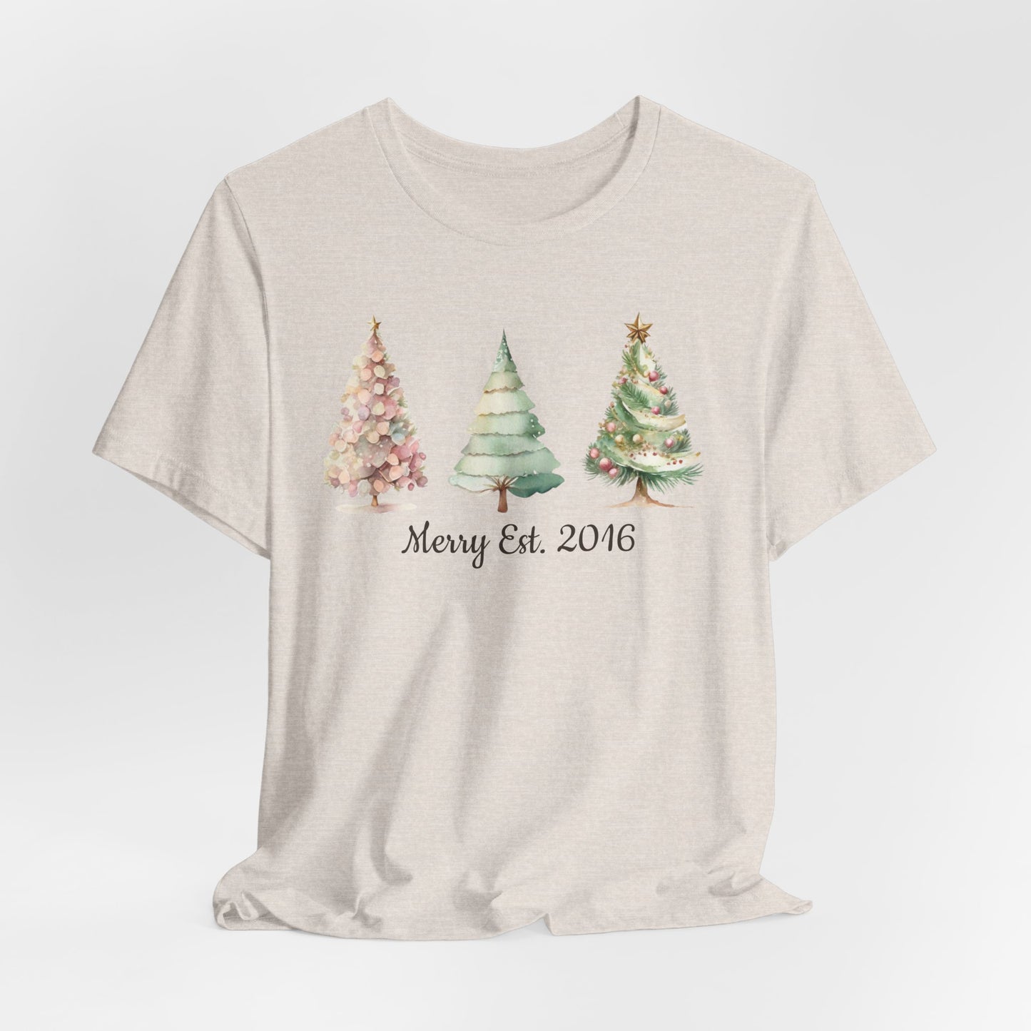 Pink Christmas Trees Merry Est T-Shirt - Personalized