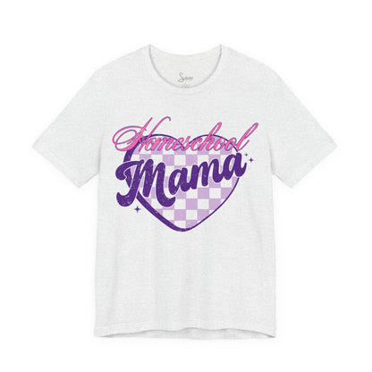 Homeschool Mama Retro Checkered Heart T-Shirt.