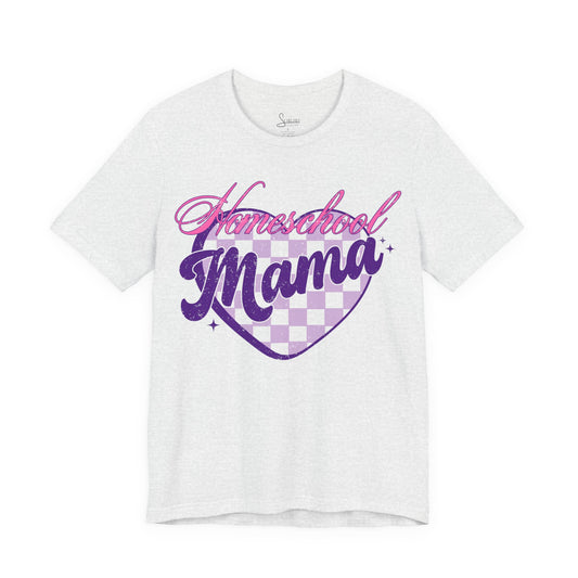 Homeschool Mama Retro Checkered Heart T-Shirt.