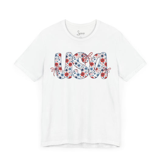 Patriotic Floral USA T-Shirt