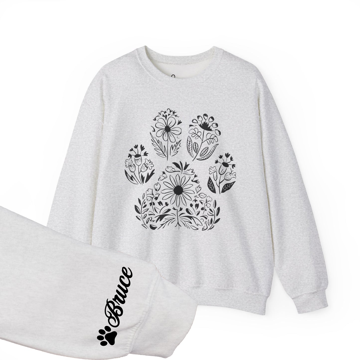 Floral Paw Print + Pet Name Sweatshirt - Personalized