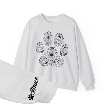 Floral Paw Print + Pet Name Sweatshirt - Personalized