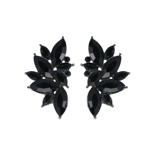 Black Leaf Rhinestone Earrings