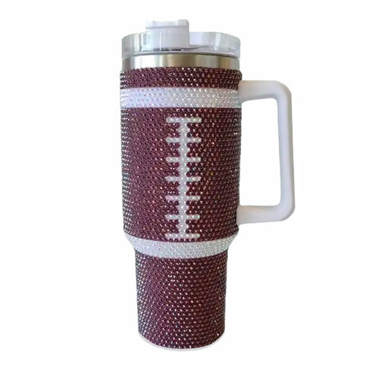 Football Rhinestone Tumbler