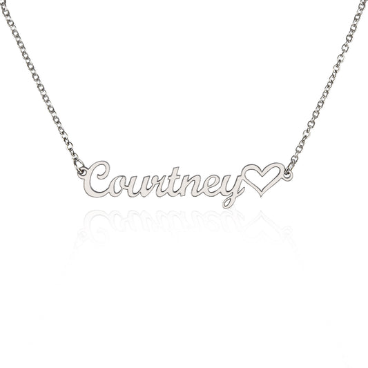 Name Necklace + Heart - Personalized Name